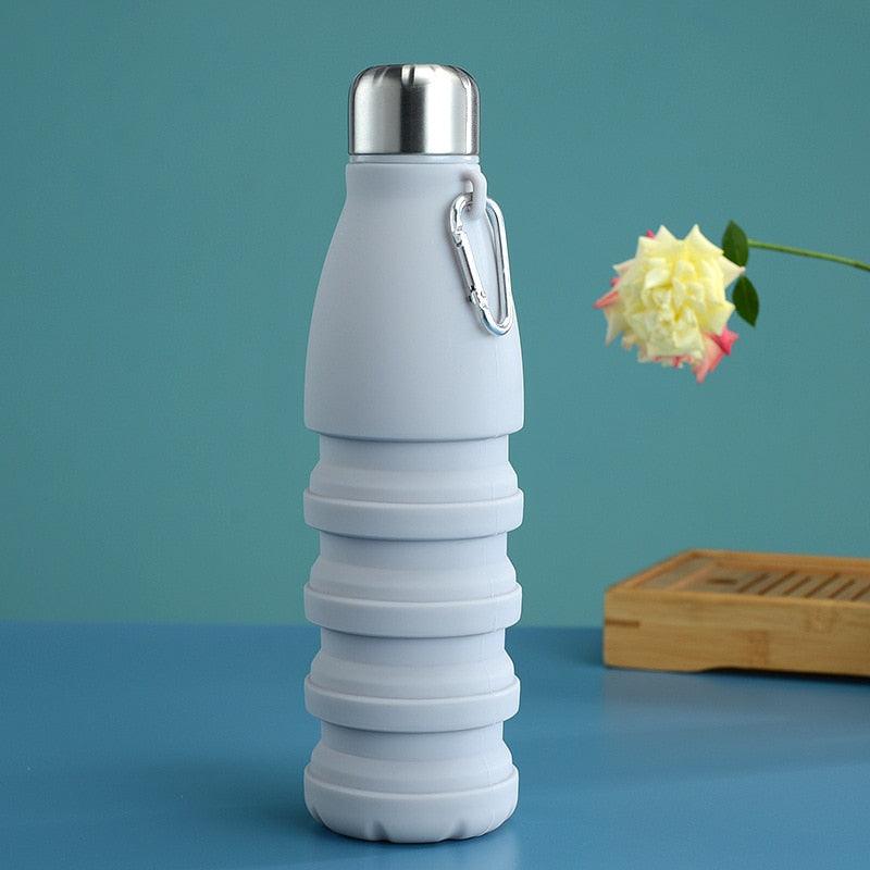 550ML Portable Silicone Bottle Retractable Folding Water Bottle Outdoor Sports Travel Drinking Cup with Large Capacity Silicone Foldable Sports Bottle Reusable Folding Travel Water Container for Gym Camping Hiking Fishing
