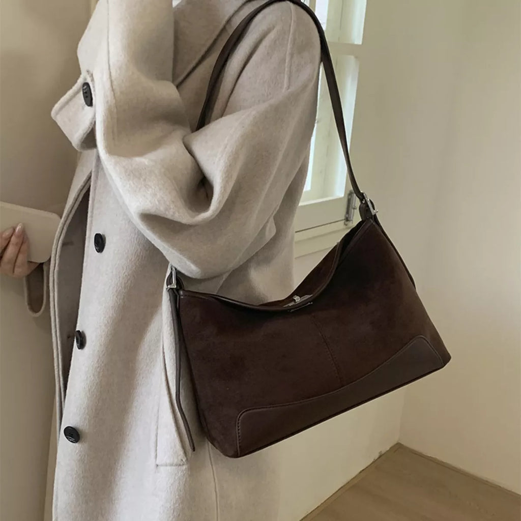 Suede Crossbody Bag with Adjustable Strap