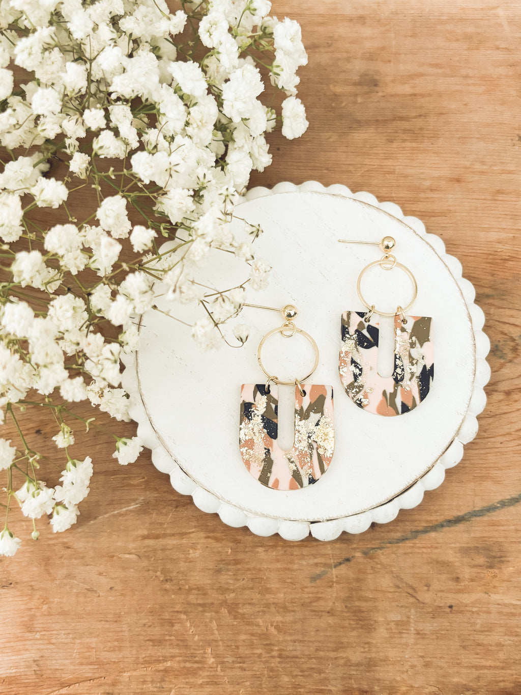 Beautiful Gold and Neutrals Geometric Earrings