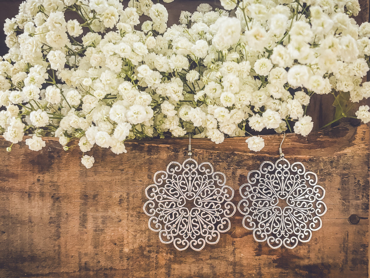Beautiful Boho Silver Drop Earrings