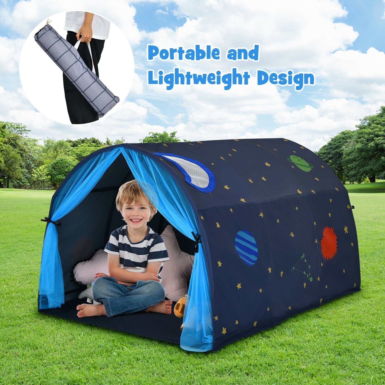 Kids Galaxy Starry Sky Dream Portable Play Tent with Double Net Curtain