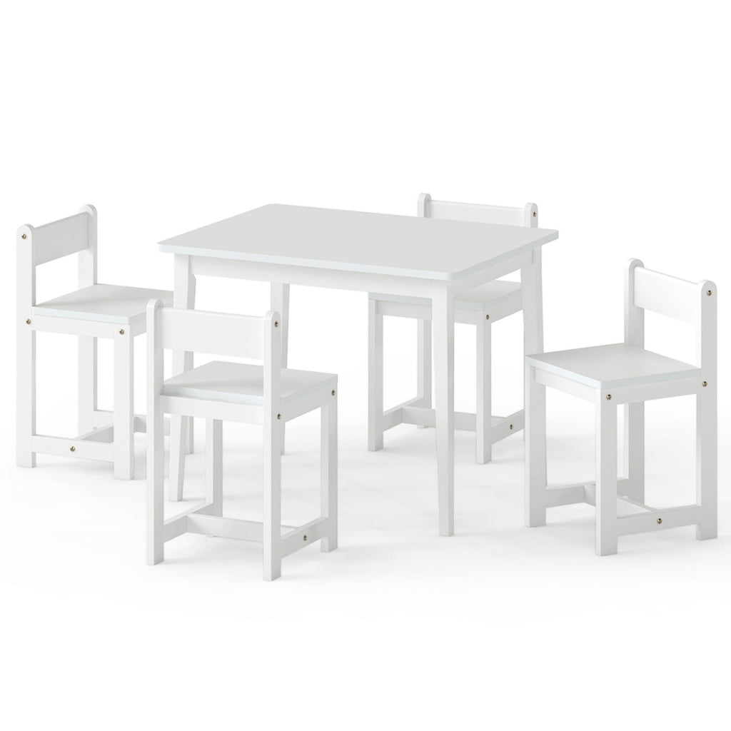 5-Piece Kids Table and Chairs Set Solid Rubber Wood Toddler Activity Table
