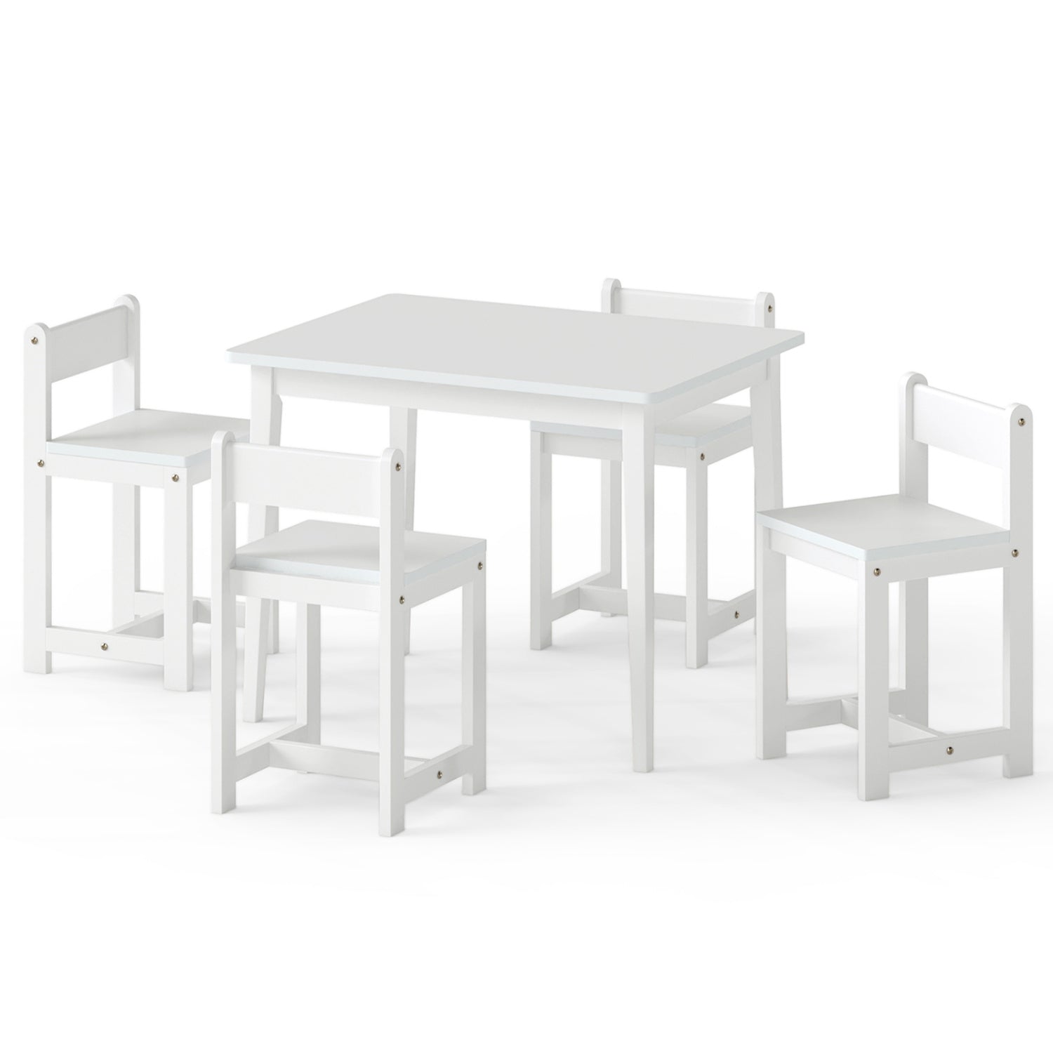 5-Piece Kids Table and Chairs Set Solid Rubber Wood Toddler Activity Table
