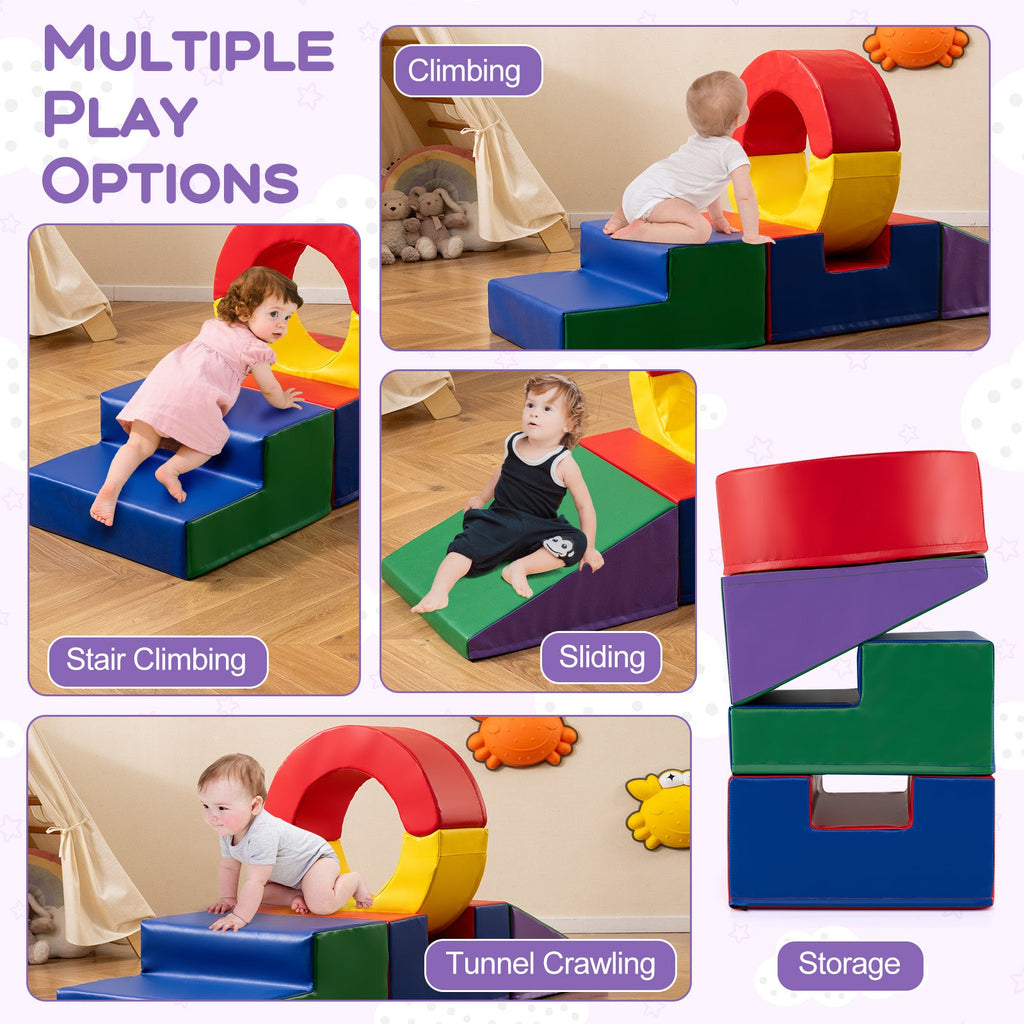 5 Pieces Kids Climbing Toys with PU Leather Cover-Multicolor