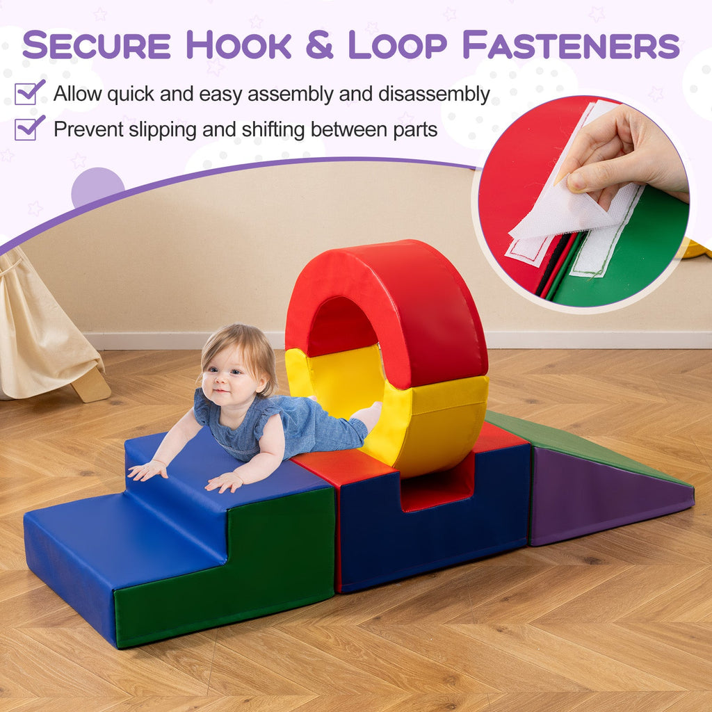 5 Pieces Kids Climbing Toys with PU Leather Cover-Multicolor