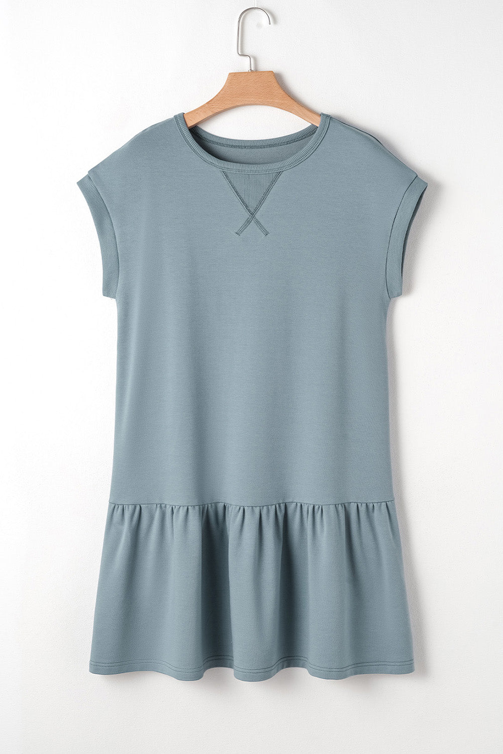Solid Cap Sleeve Drop Waist T-Shirt Dress