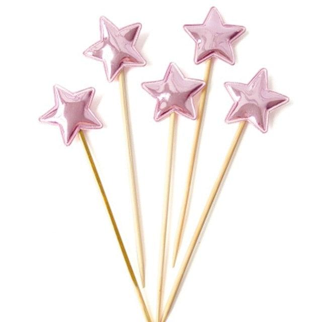 5PCs Love Happy Birthday Cake Toppers Heart Stars And Crown Stars In Various Shapes And Colors Acrylic Cake Topper Happy Birthday Cake Topper Cake Decoration Crown Stars Cupcake Topper Flags For Wedding Kids Birthday Party Supplies Cake Decoration