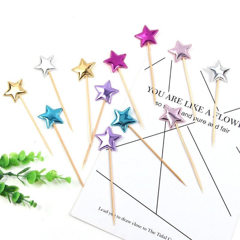 5PCs Love Happy Birthday Cake Toppers Heart Stars And Crown Stars In Various Shapes And Colors Acrylic Cake Topper Happy Birthday Cake Topper Cake Decoration Crown Stars Cupcake Topper Flags For Wedding Kids Birthday Party Supplies Cake Decoration