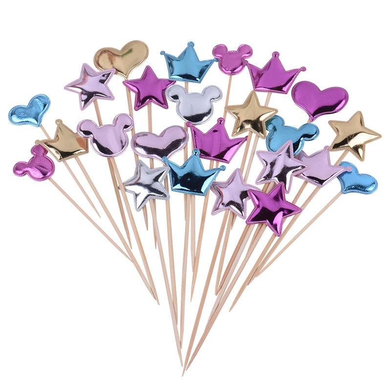 5PCs Love Happy Birthday Cake Toppers Heart Stars And Crown Stars In Various Shapes And Colors Acrylic Cake Topper Happy Birthday Cake Topper Cake Decoration Crown Stars Cupcake Topper Flags For Wedding Kids Birthday Party Supplies Cake Decoration