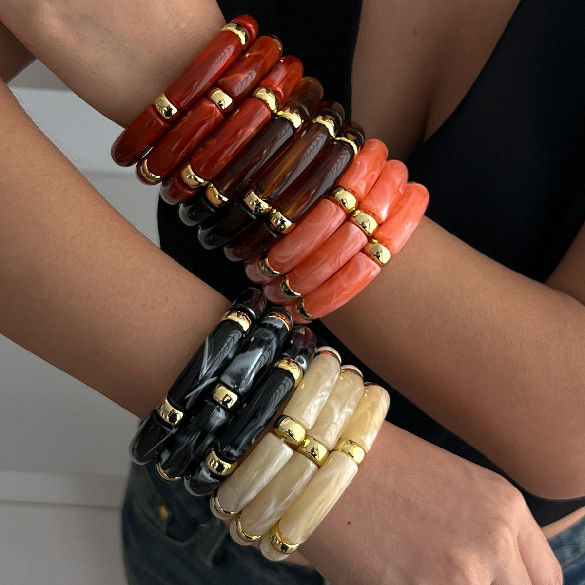 Light luxury ins style beaded bamboo bracelet