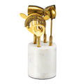 Gold Marble Cocktail Bar Tool Set, 5 Piece 9.06 x 3.75 Inch White Stone Holder Stainless Steel