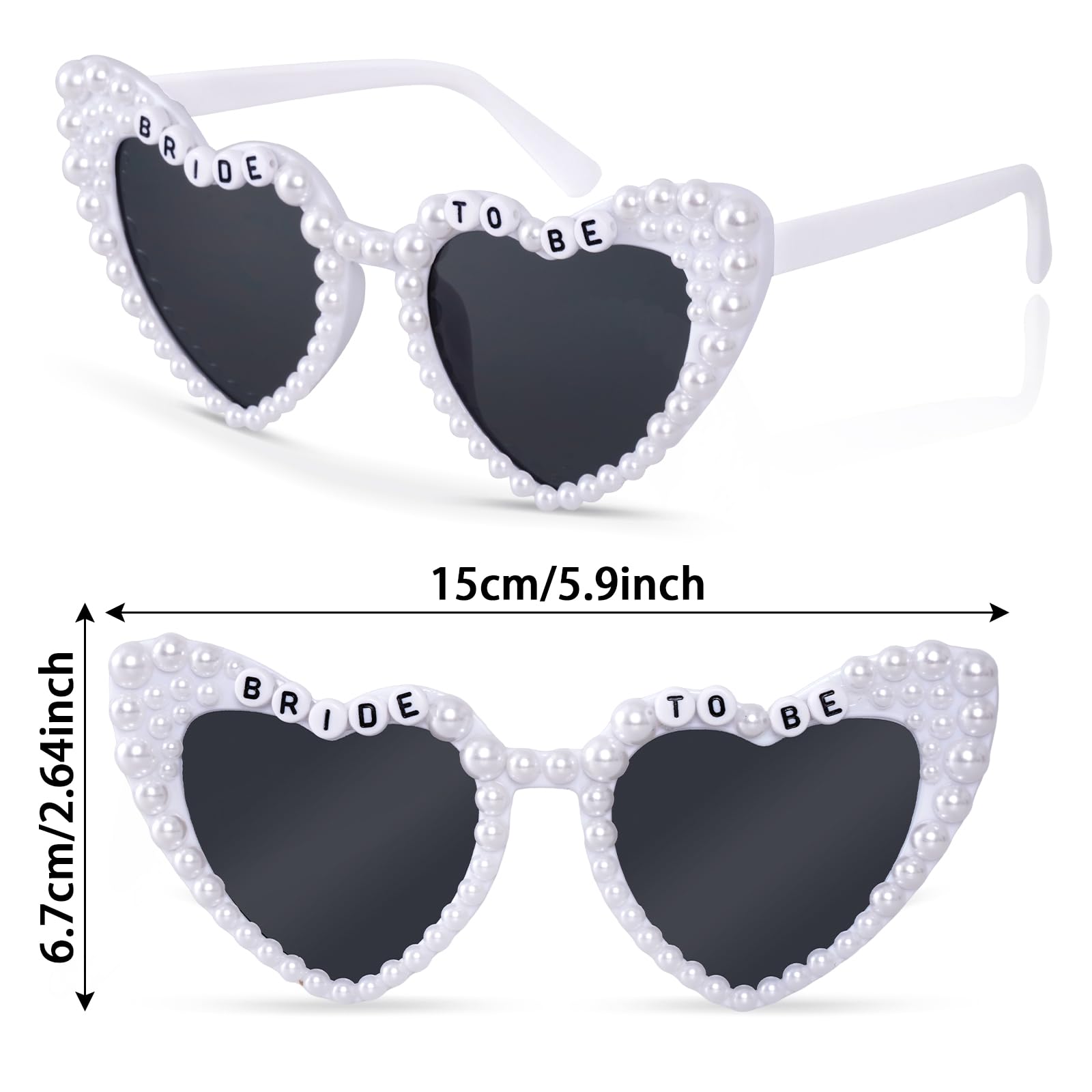 Rthjsfj White Heart Pearl Bride Sunglasses Women Wedding Bachelorette