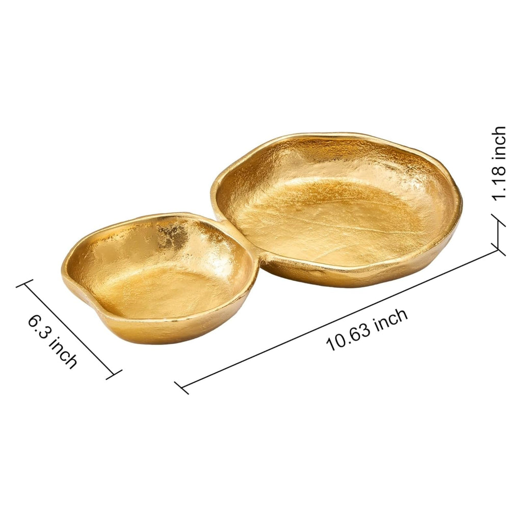 2 Cluster Decorative Bowls Bright Gold Snack Tray Bowl Chip