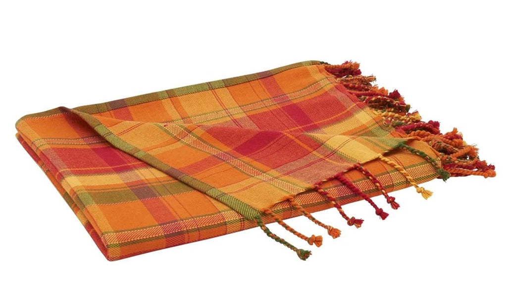 Fennco Styles Autumn Harvest Plaid Tassel Throw Blanket 50" W x 60" L – Terracotta Blanket for Couch, Bedroom and Living Room Décor