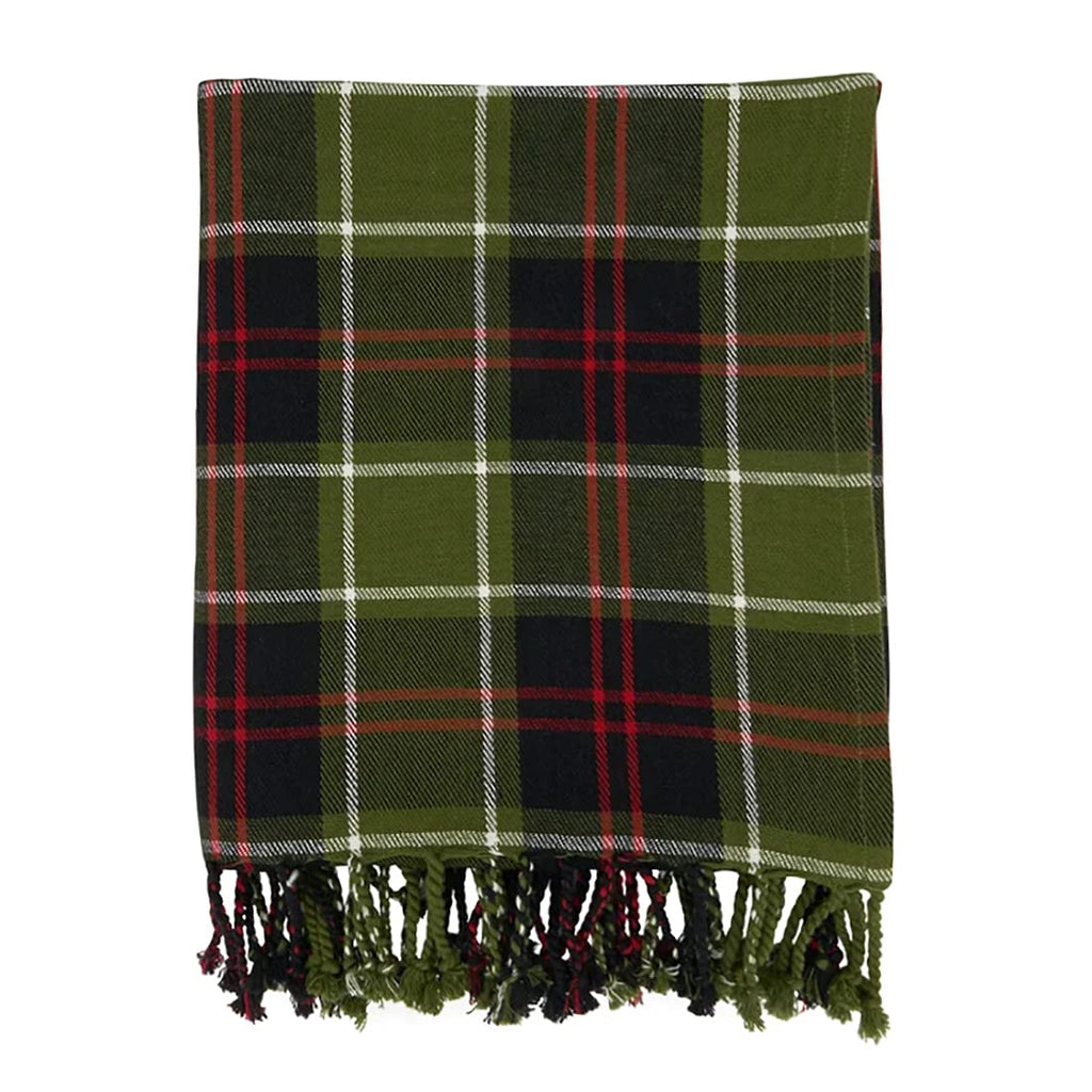 Fennco Styles Rustic Plaid Tassel Cotton Throw Blanket 50" W x 60" L - Green Blanket for Couch, Living Room, Bedroom, Christmas Décor and Everyday Use