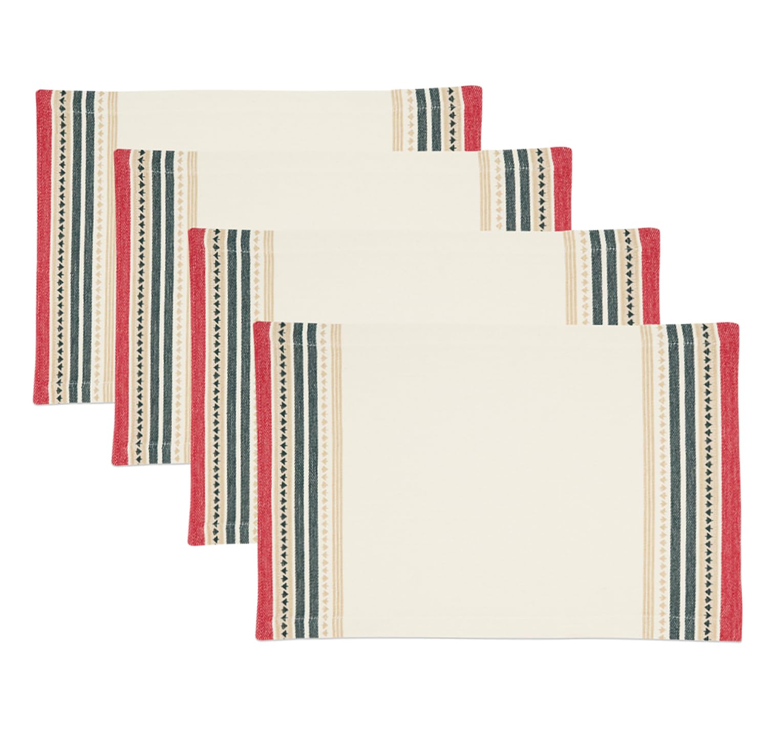 Fennco Styles Dobby Christmas Trees Design Cotton Placemats 13" W X 19" L Placemat, Set of 4 - Multicolor Table Mats for Winter Holiday Décor, Banquet, Family Gathering and Special Occasion