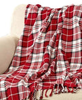 Fennco Styles Country Plaid Tassel 100% Cotton Throw 50 x 60 Inch - Black Red Blanket for Couch, Living Room, Bedroom, Christmas Décor and Everyday Use