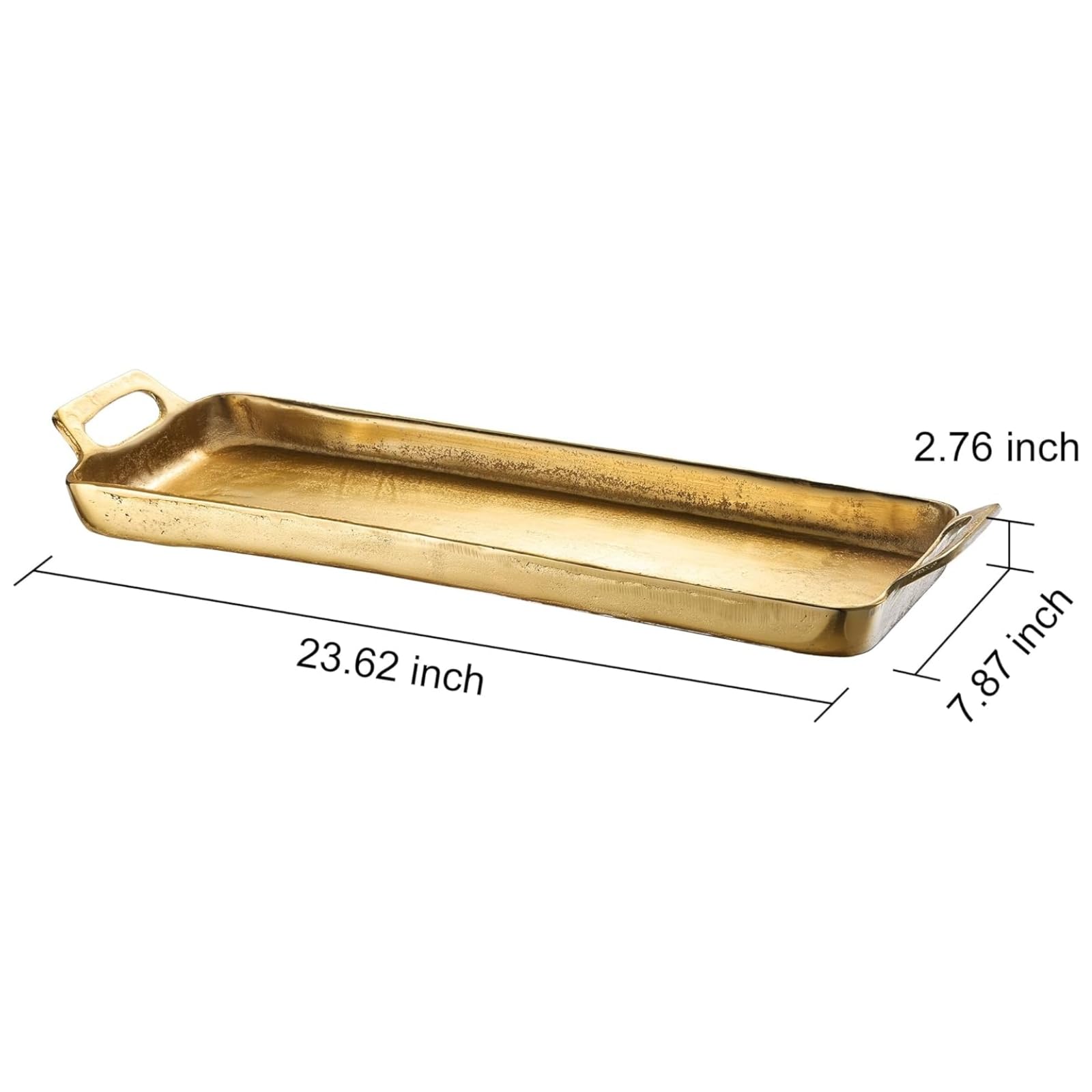 Large Brass Gold Decorative Tray with Handles, 24"