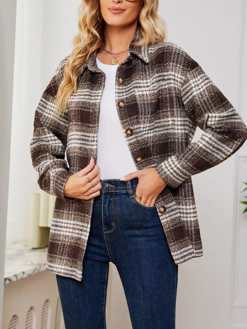 Plaid Button-Up Shirt