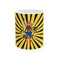 Super Mom Ceramic Mug, YELLOW – Retro Superhero Mom Coffee Cup