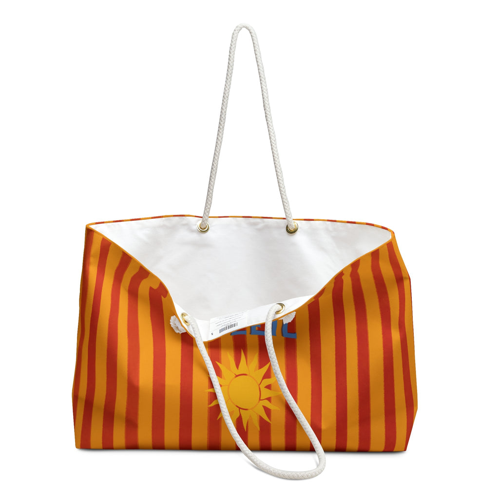 Soleil Striped Weekender Bag — Sunny Orange Beach Tote