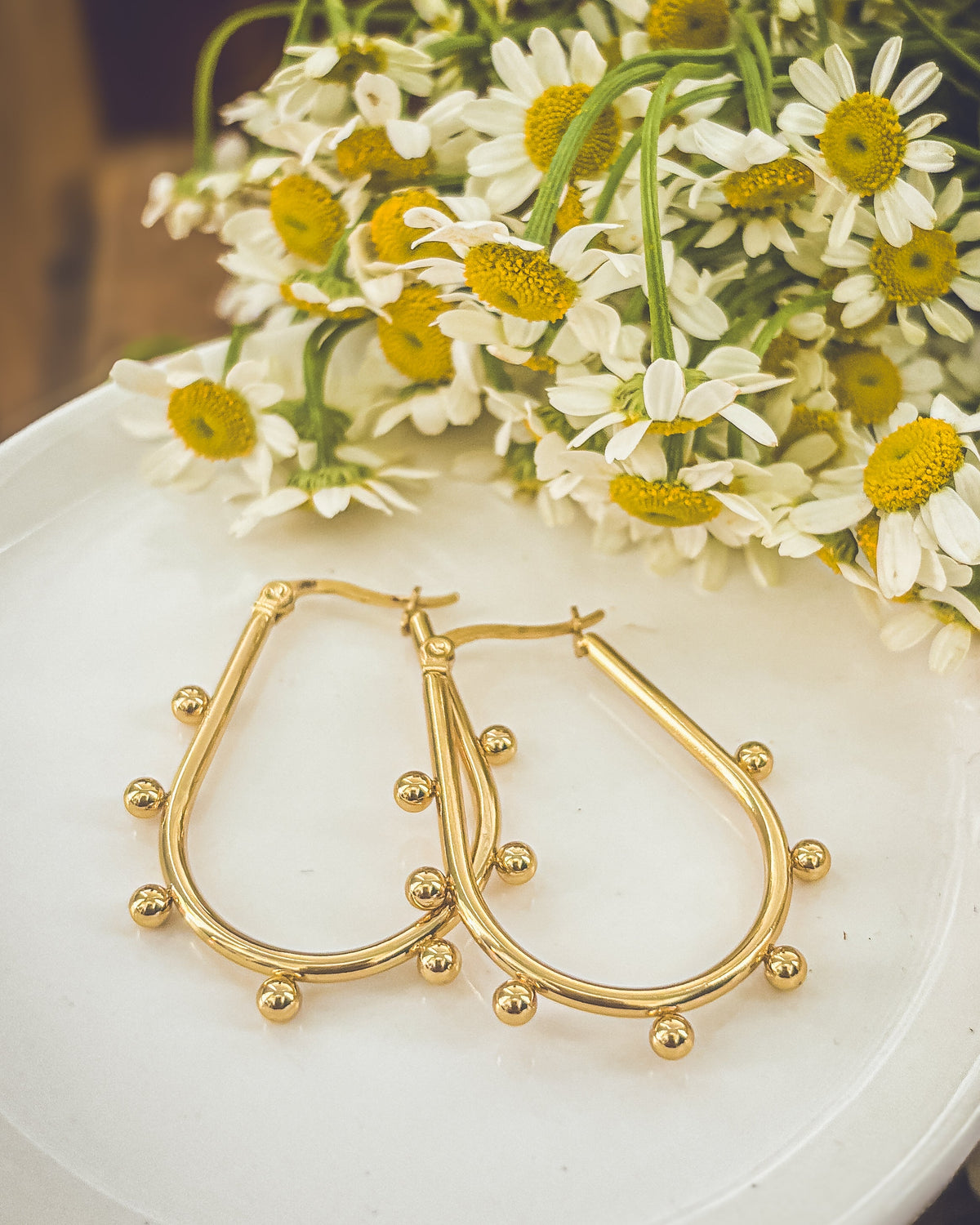 Beautiful Gold Hoop and Bauble Earrings