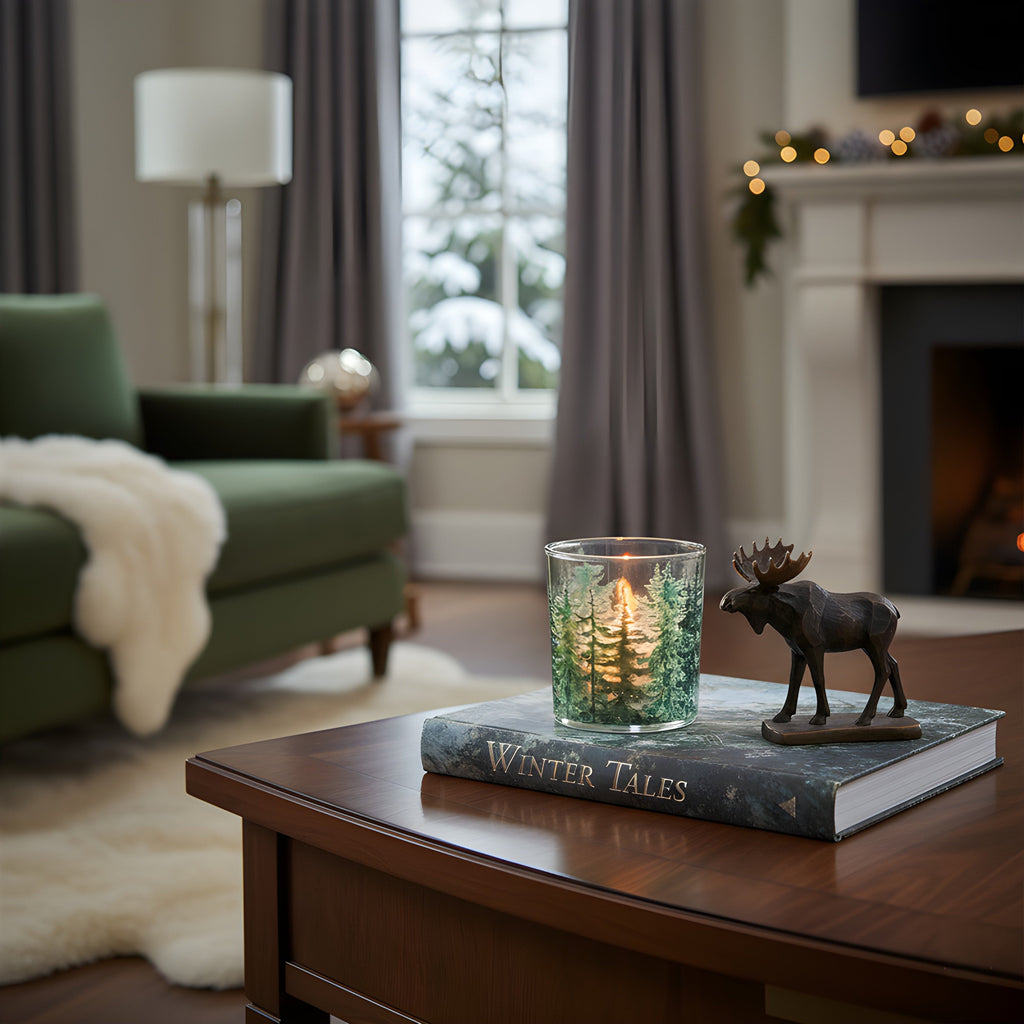 Pine Tree Glass Votive 3 Inch Holder