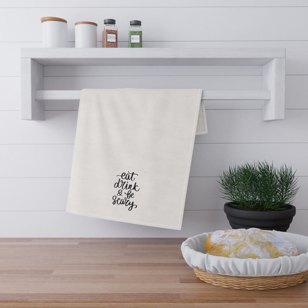 "Eat Drink and be Scary" Halloween-Themed Cotton Kitchen Tea Towels, Fun & Functional Decor for Spooky Celebrations, Gifts for Home Cooks & Party Hosts