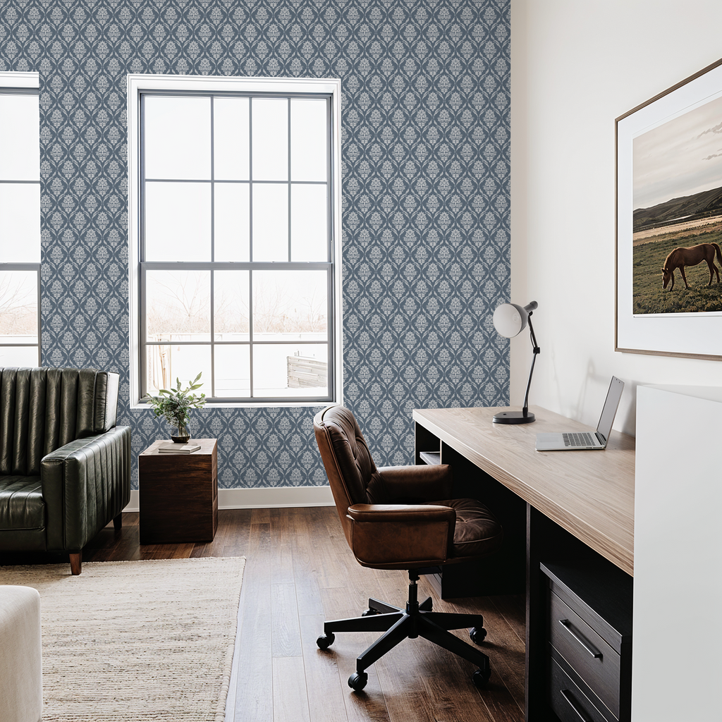 Farmhouse Revival (Blue) Wallpaper