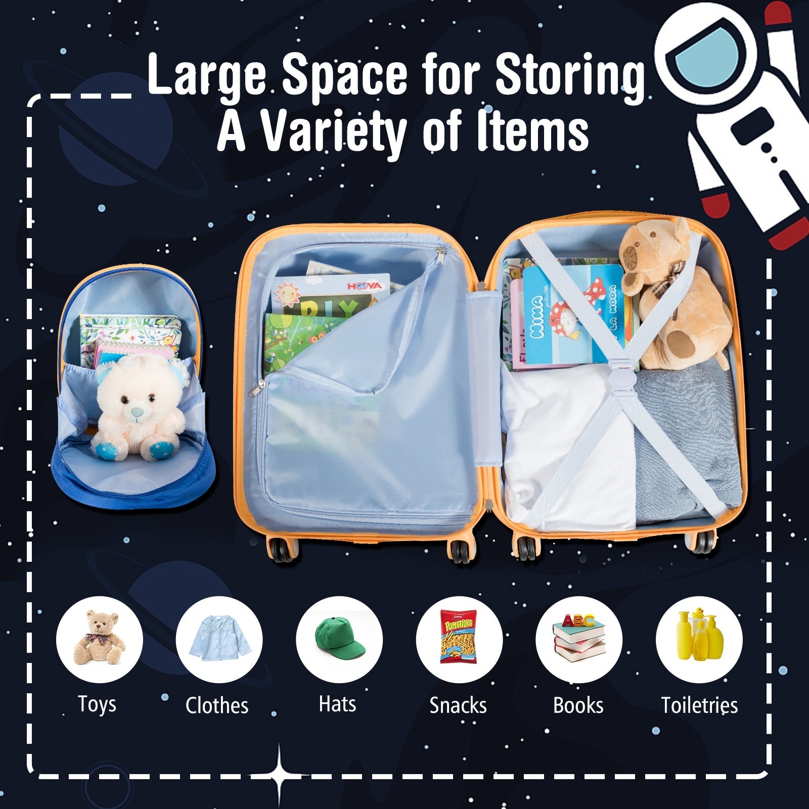 2PC Kids Luggage Set Rolling Suitcase & Backpack-Pink