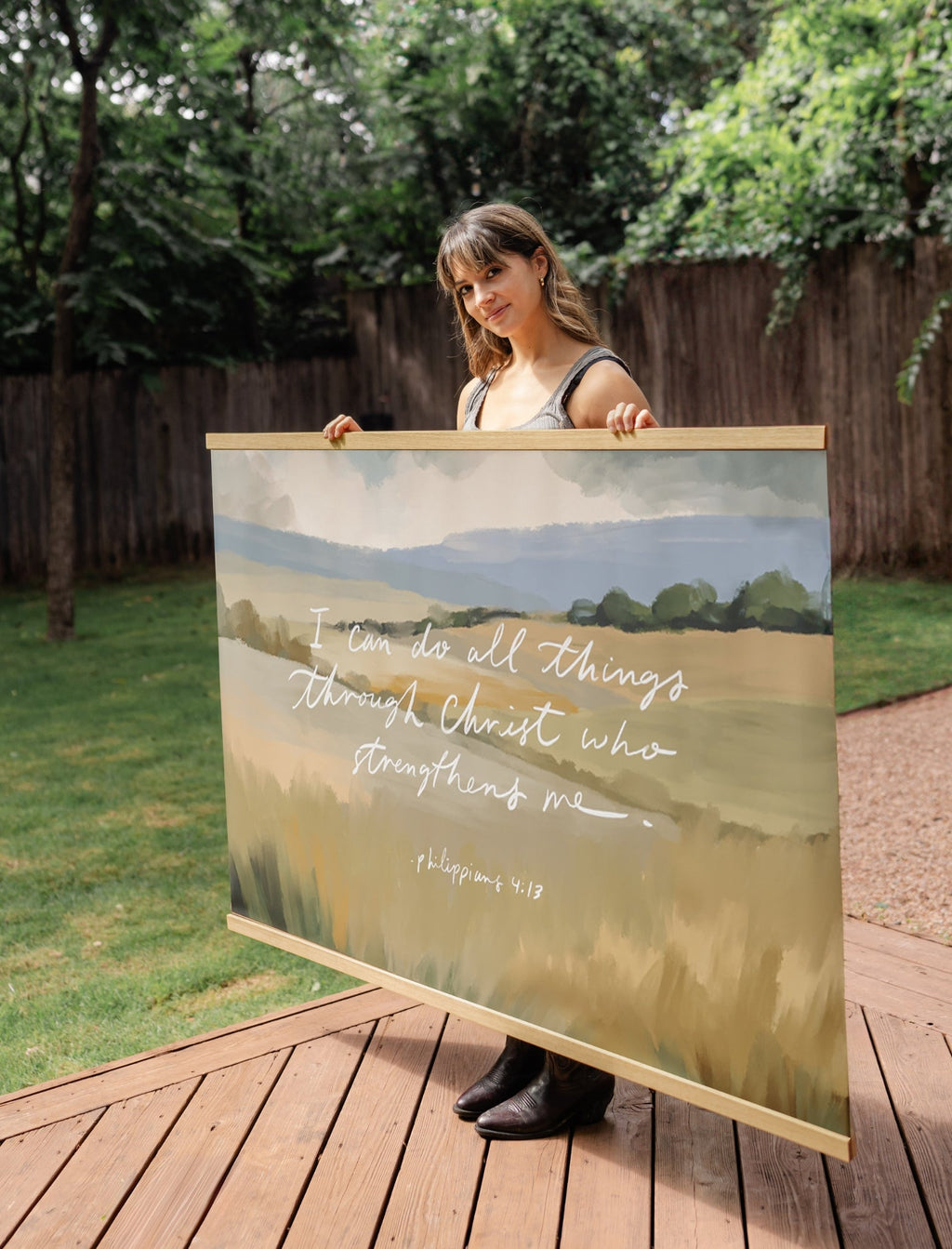 Large Canvas with Banner Wood: I can do all things through Christ