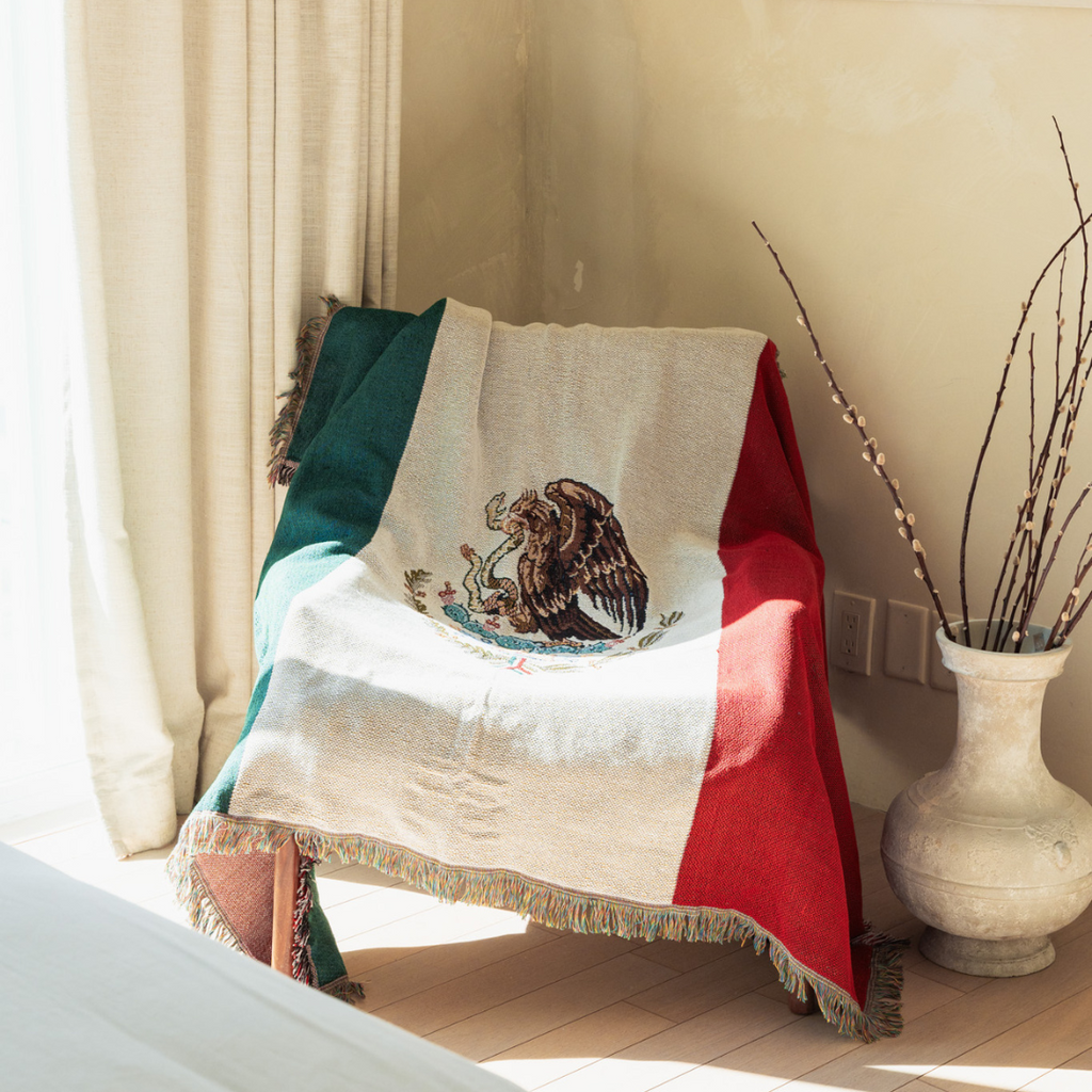 Mexico Flag Woven Throw Blanket