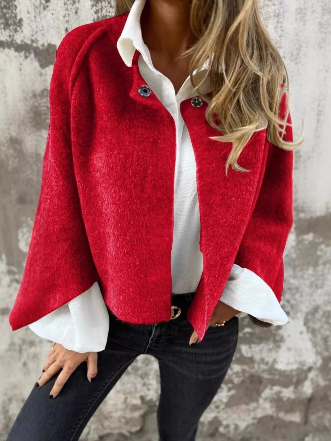 Full Size Solid Color Long Sleeve Outerwear Plus Size