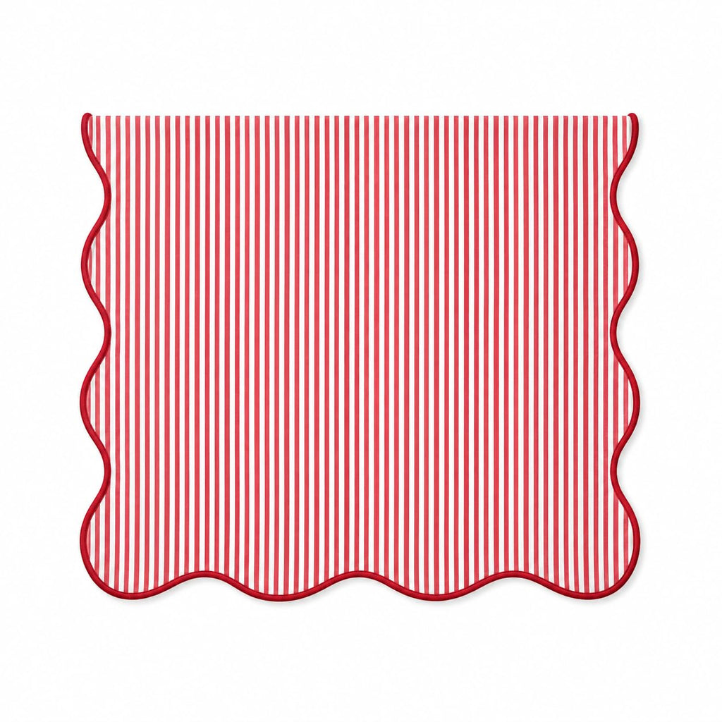 Fennco Styles Scalloped Stripe Table Runner 16 X 72 Inch - Lined Farmhouse Decorative Table Cover for Kitchen, Dining Room, Holiday & Everyday Home Décor (Natural)