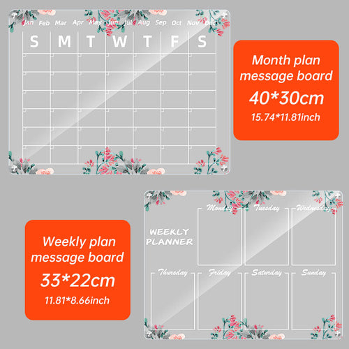 Acrylic message board magnetic refrigerator sticker household erasable calendar transparent note display board