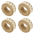 Fennco Styles Rope Design Napkin Rings, Set of 4 - Natural Handwoven Napkin Holders for Dining Table, Home, Banquets, Holidays, Family Gatherings and Special Events