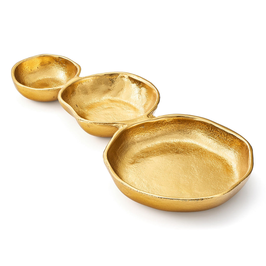 3 Cluster Decorative Bowls Gold Hammered Snack Tray Bowl Chip