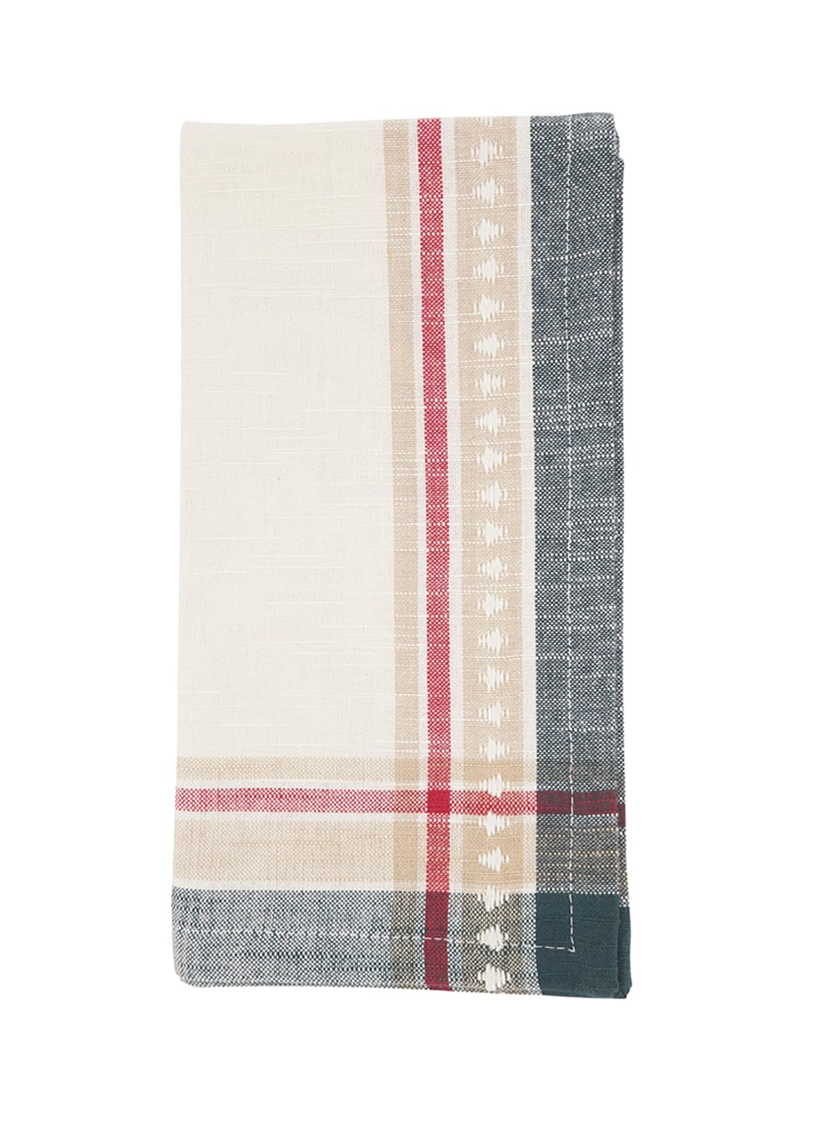 Fennco Styles Dobby Christmas Trees Design Cotton Cloth Napkins 20" W X 20" L, Set of 4 - Multicolor Dinner Napkins for Winter Holiday Décor, Banquet, Family Gathering and Special Occasion