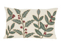 Fennco Styles Holly Berry Decorative Throw Pillow Cover 12" W x 20" L - Ivory Holiday Cushion Case for Christmas, Home, Couch, Living Room Décor, Special Occasion