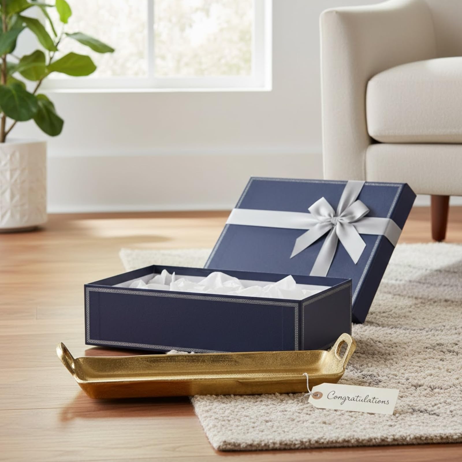 Small Decorative Serving Tray, Single Piece, Gold Aluminum Display Organizer
