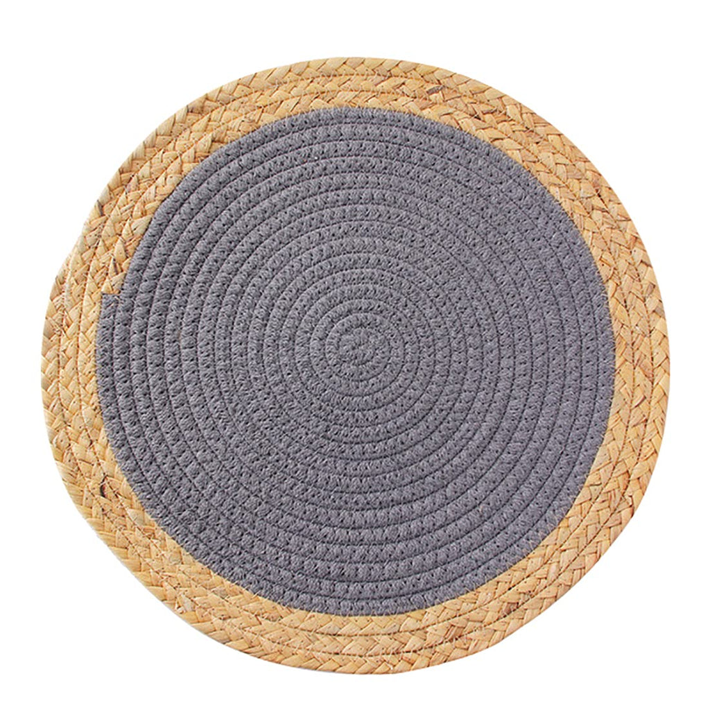 Fennco Styles Hand-Woven Rattan Cotton Rope Placemats Round, Set of 4 - Braided Table Mats Heat Resistant Insulation for Home, Boho Décor, Dining Table, Banquets, Special Events