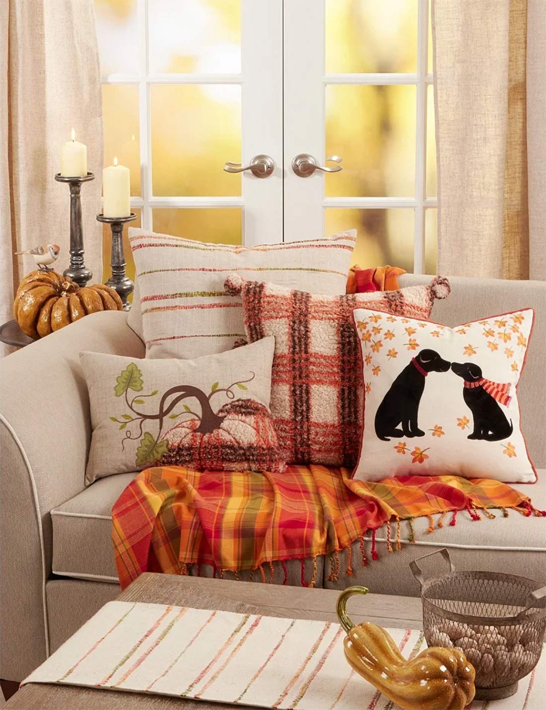 Fennco Styles Autumn Harvest Plaid Tassel Throw Blanket 50" W x 60" L – Terracotta Blanket for Couch, Bedroom and Living Room Décor