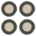 Fennco Styles Hand Braided Two-Tone Cotton Placemats 15" Round, Set of 4 - Woven Texture Heat Resistant Insulation Table Mats for Home Décor, Dining Table, Banquets, Holidays and Special Occasions