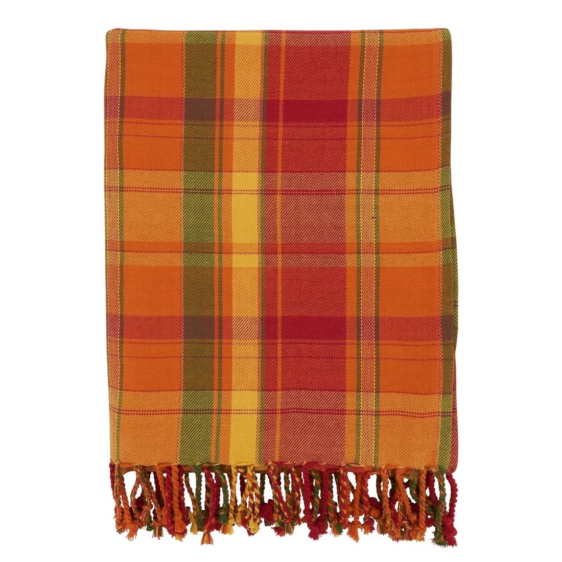 Fennco Styles Autumn Harvest Plaid Tassel Throw Blanket 50" W x 60" L – Terracotta Blanket for Couch, Bedroom and Living Room Décor
