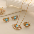 Turkish Evil Eye Necklace, Earrings and Ring Set