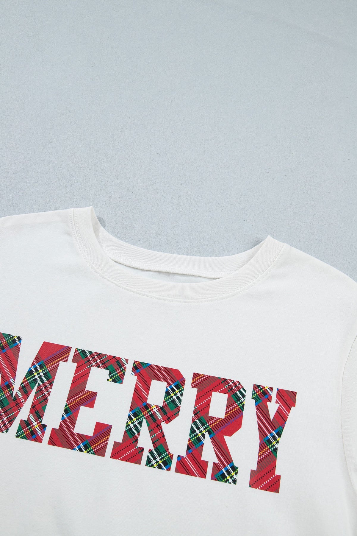 Christmas Plaid MERRY Graphic Top & Shorts Set