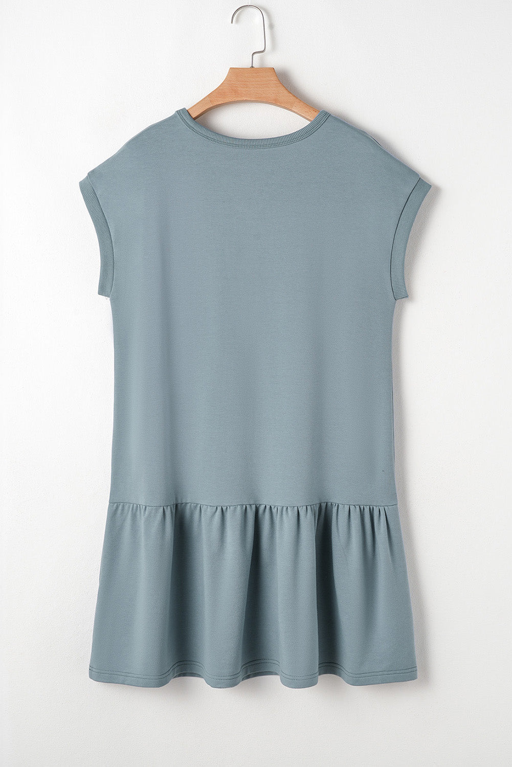 Solid Cap Sleeve Drop Waist T-Shirt Dress