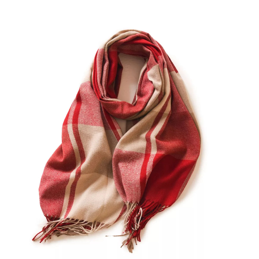 Plaid Fringe Scarf