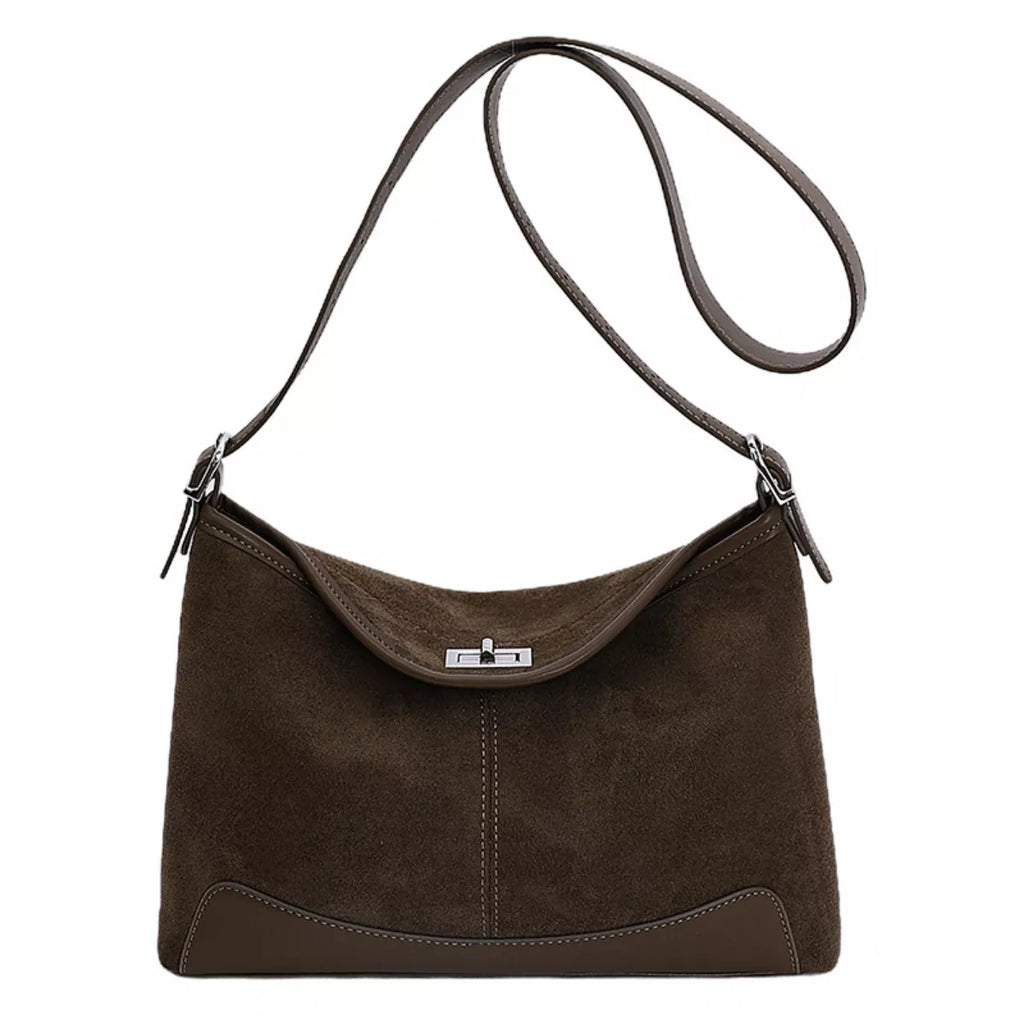 Suede Crossbody Bag with Adjustable Strap