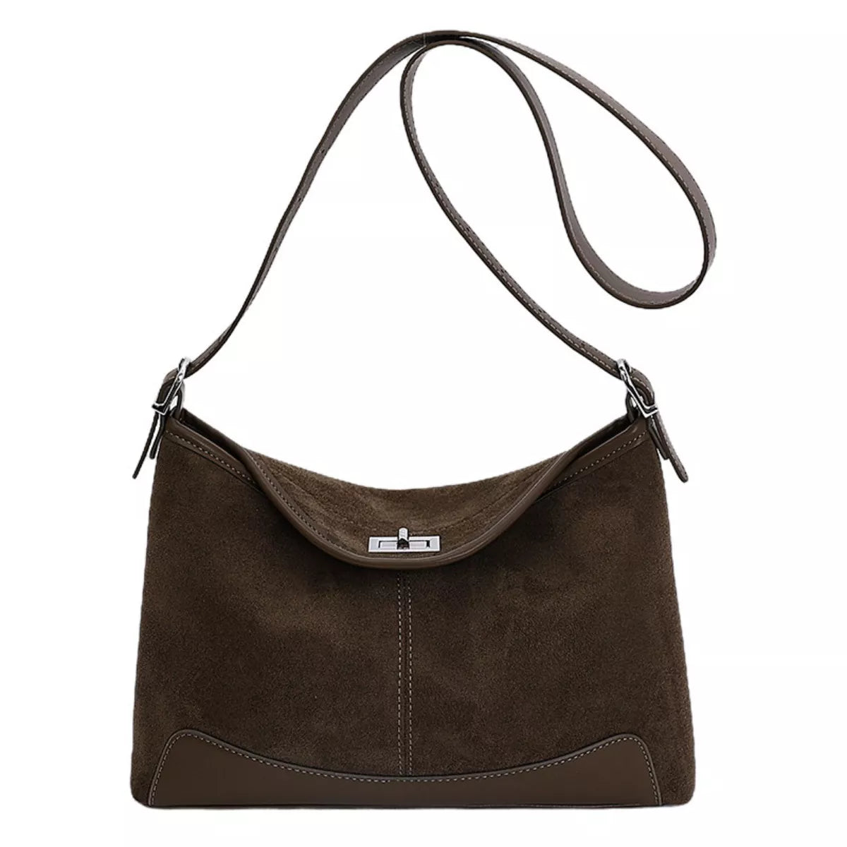 Suede Crossbody Bag with Adjustable Strap